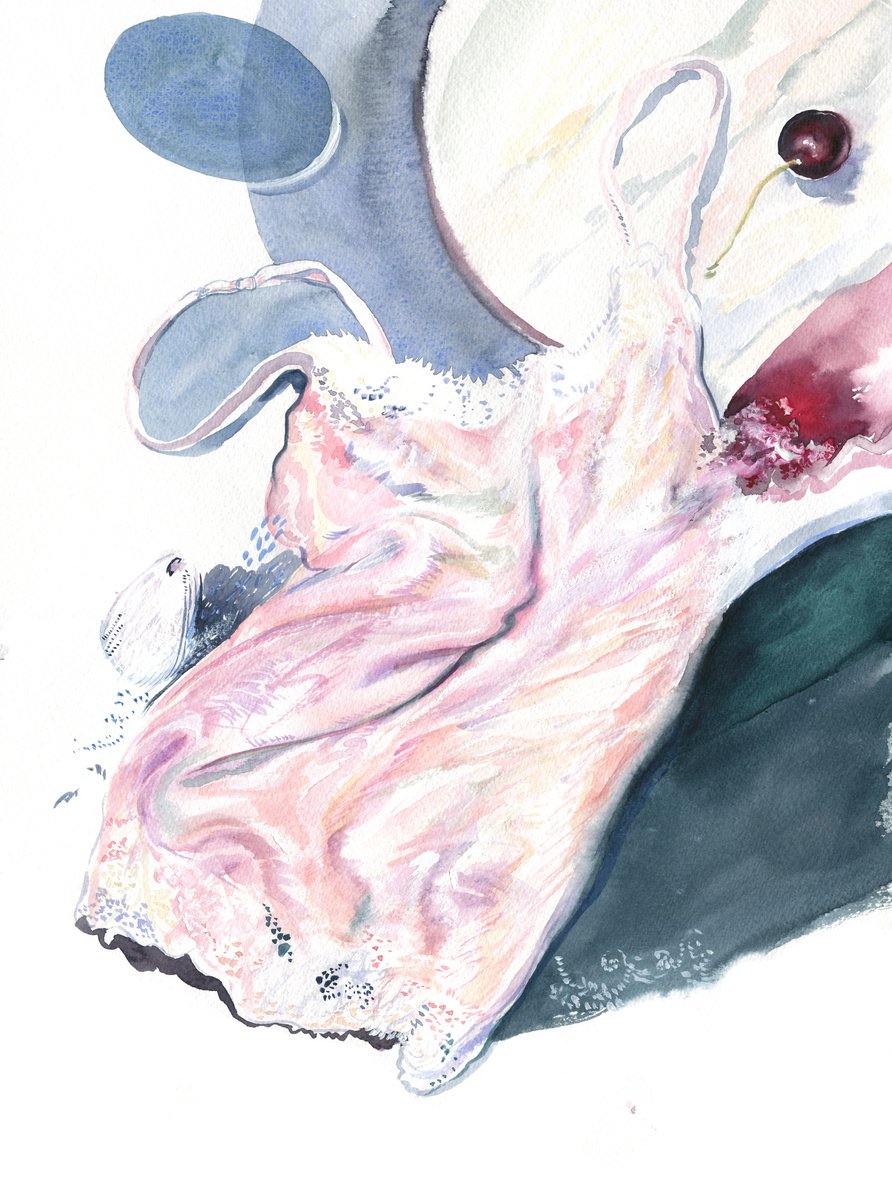 Photorealistic Still Life Watercolour By Daria Galinski, 12 X 16, Still Life With Nightdress, Original Artwork