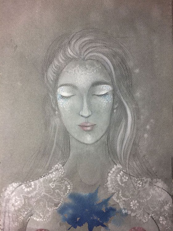 Her quiet desire (watercolour on handmade paper)