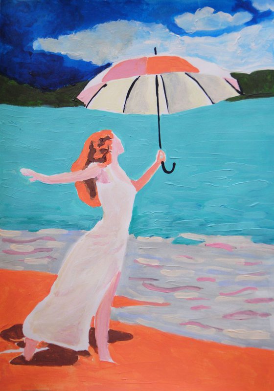 Girl with umbrella AP / 42 x 29.7 cm