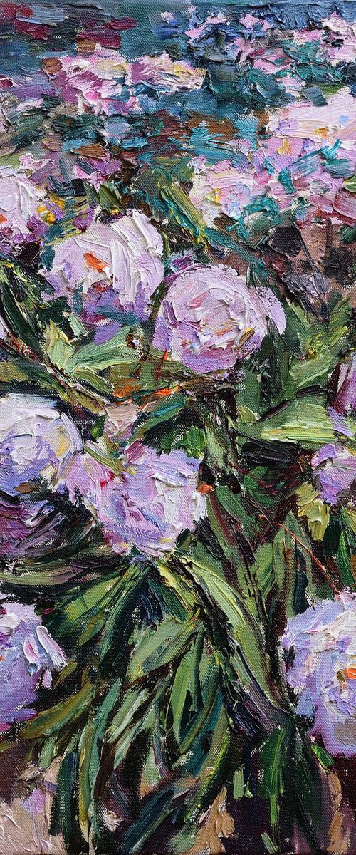 Peonies Original oil painting by Anastasiia Valiulina