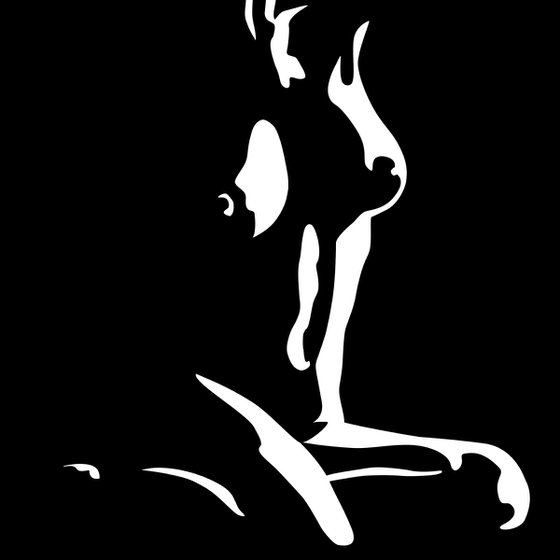 Nude Art Sitting Female - Black and White