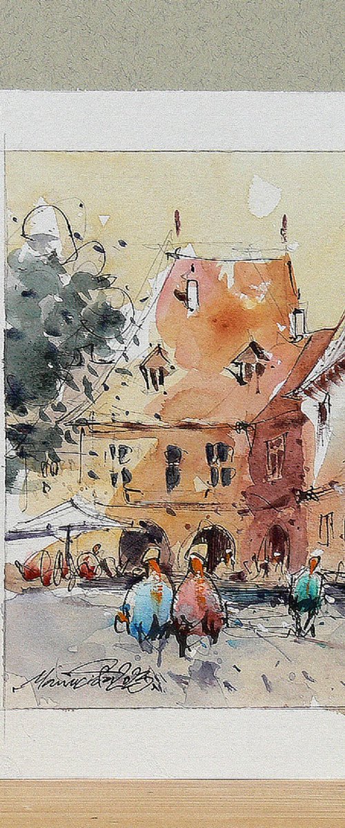 Sibiu, urban watercolor art. by Marin Victor