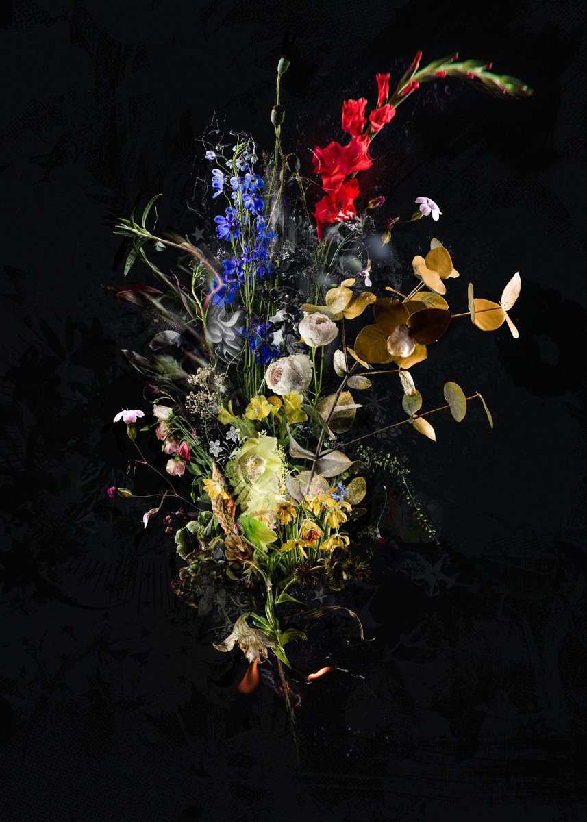 Botanical Painting By Teis Albers, 31 X 47", Bouquet Xxxiii, Original Artwork