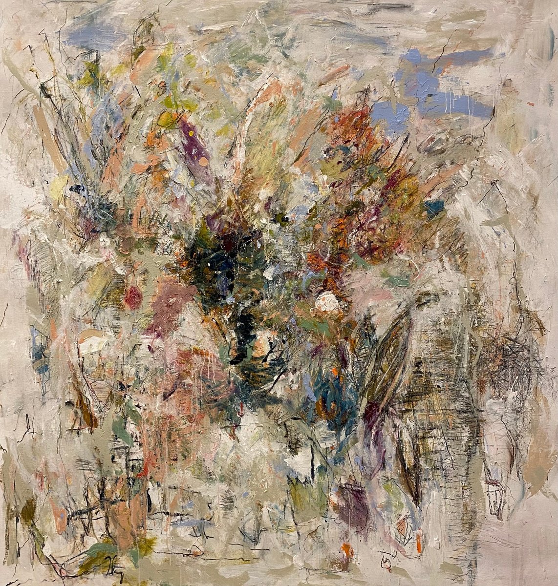 Organic Abstract Acrylic Painting By Lloyd Tabing, 55 X 59", Rain, Original Artwork