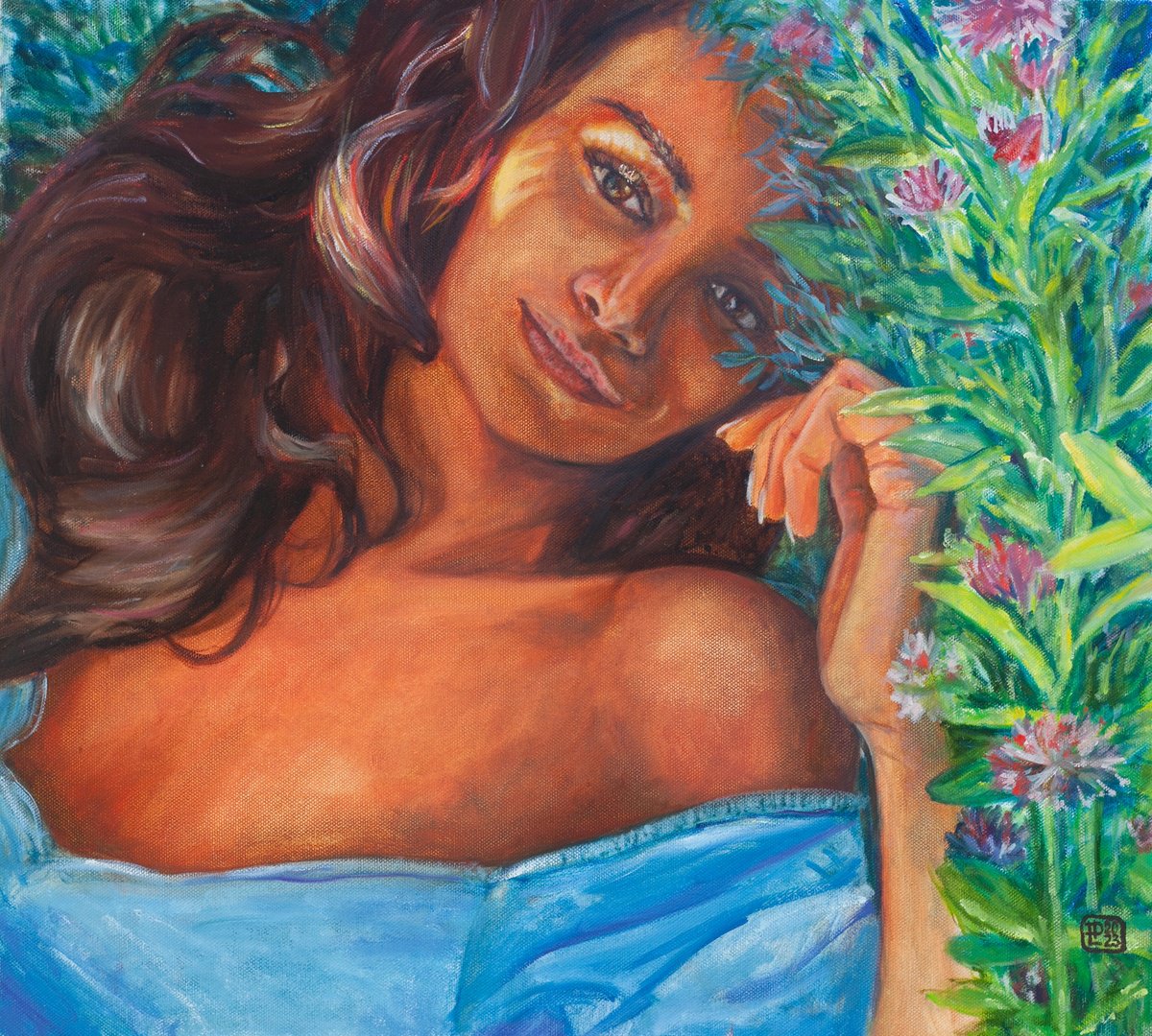 Photorealistic Portrait Oil Painting By Liudmila Pisliakova, 20 X 18", Eve In A Sunlight, Original Artwork