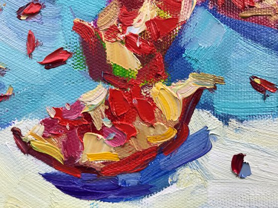 pomegranate on blue