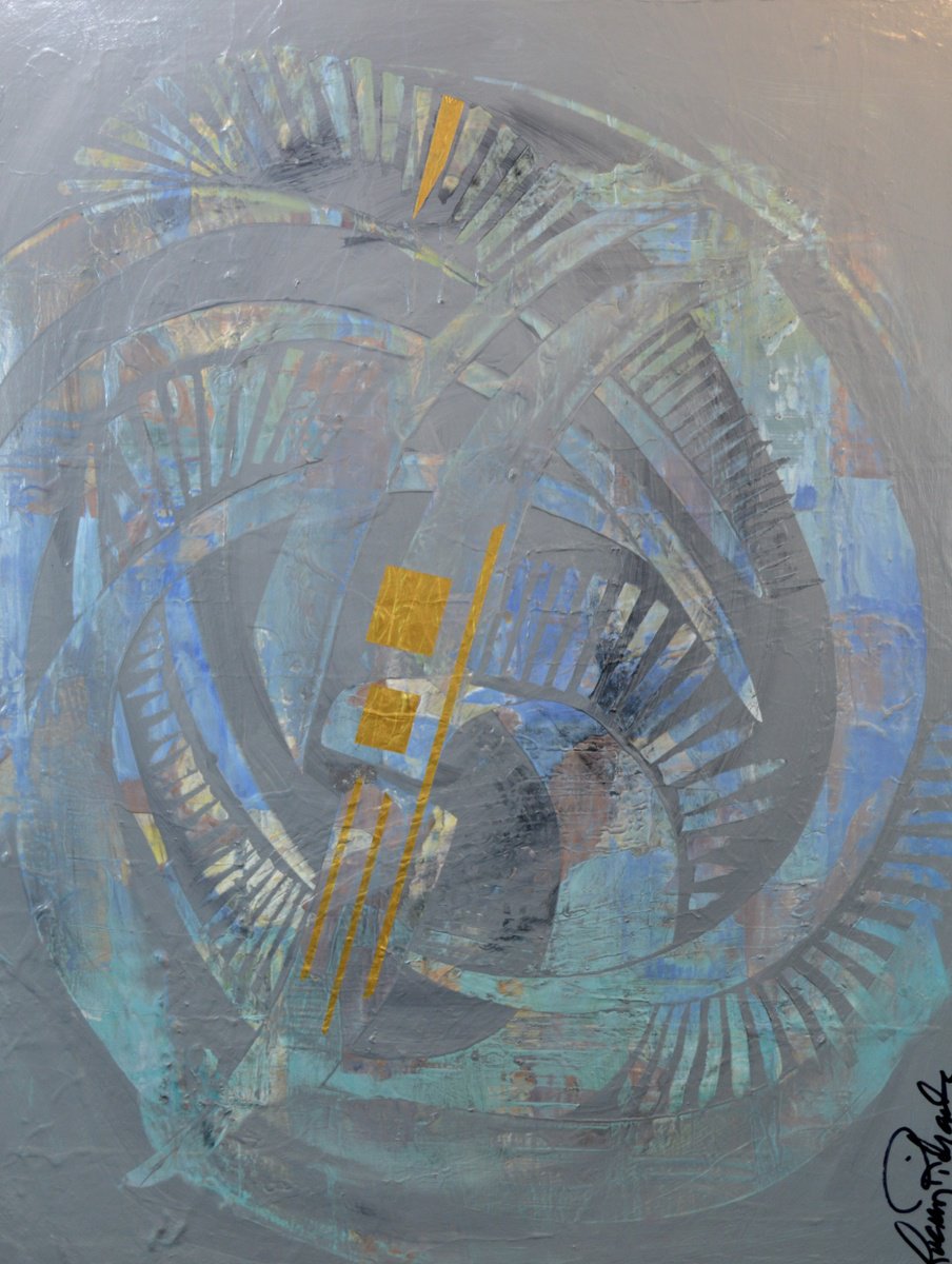 Organic Abstract Acrylic Painting By Lucian Richards, 24 X 32", Time Machine, Original Artwork