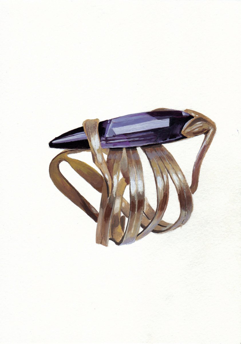 Amethyst Art Nouveau style ring by Anastasia Terskih