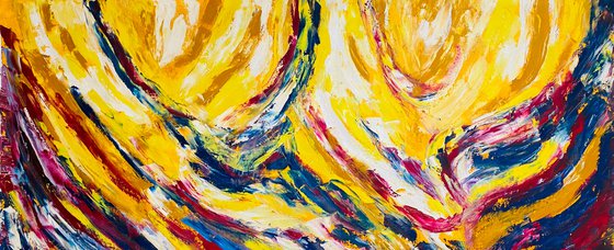 Cosmic Birth, Large Abstract,XL Abstract, Multi Color Abstract 150 x 80 cm, 59 inches x 31 inches