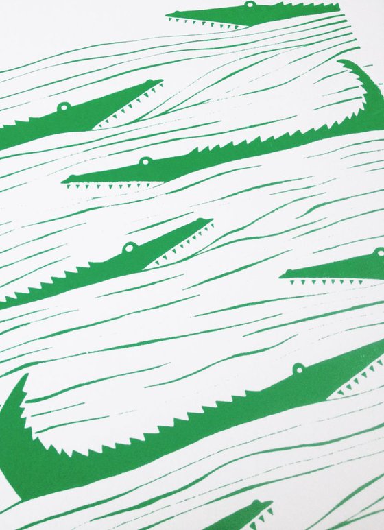 Crocodiles (green) - Unframed - FREE Worldwide delivery