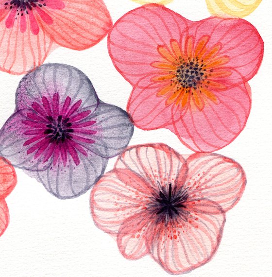 Watercolor abstract poppies