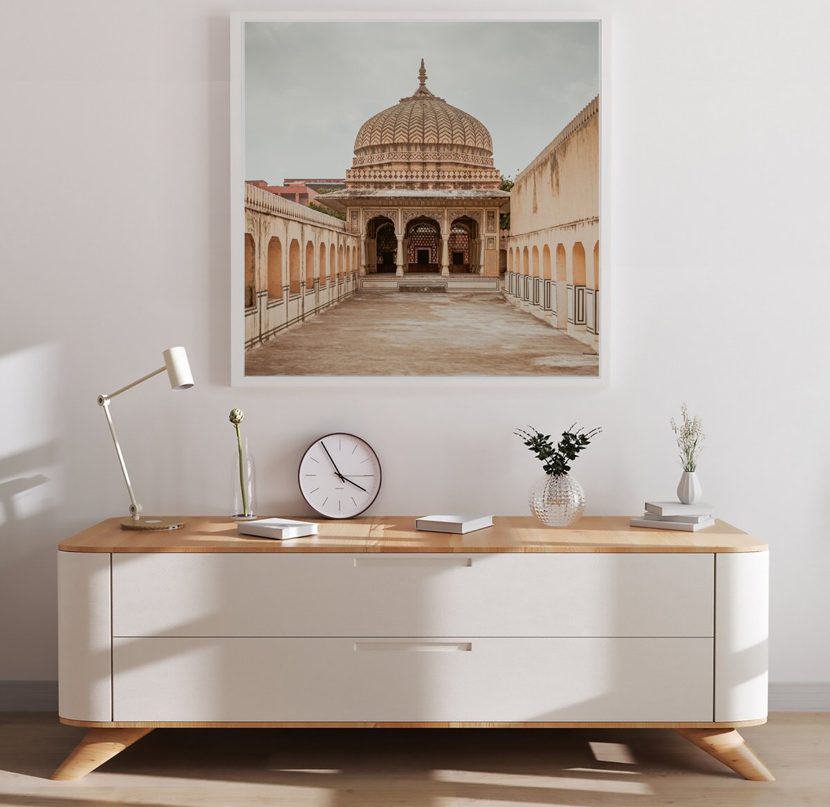 Photorealistic Cityscapes Photograph By Serge Horta, 17 X 17", Exotic Palace Courtyard, Original Artwork