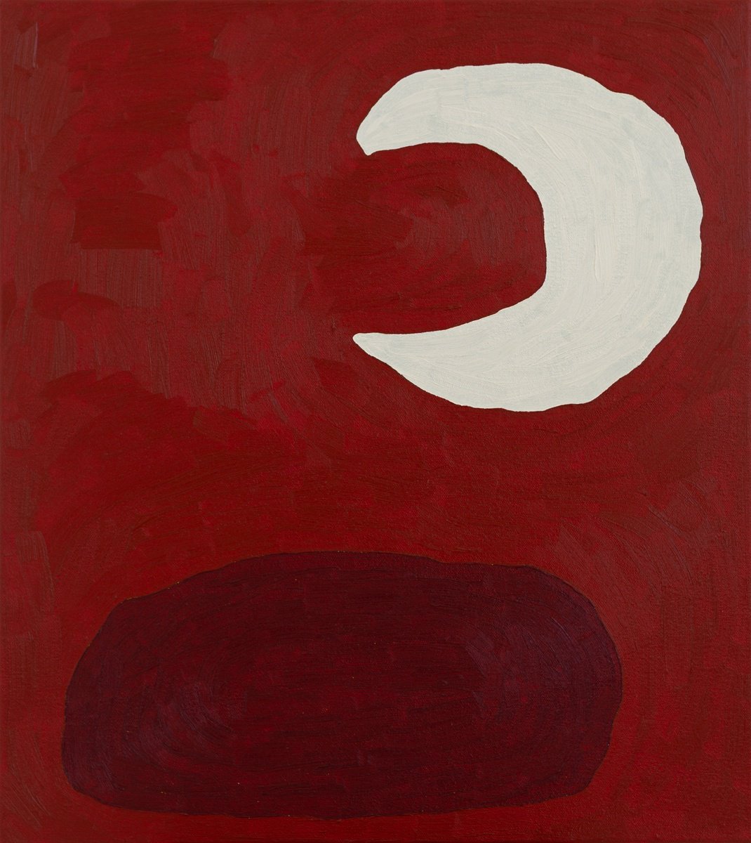 Naive Landscape Oil Painting By Ayesha Pearce, 16 X 18, Red Sky At Night, Original Artwork