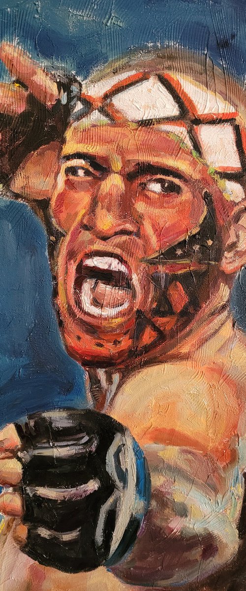 The UFC Fighter Alex Perreria, The Archer, Contemporary, Original OIl Painting by QI Debrah