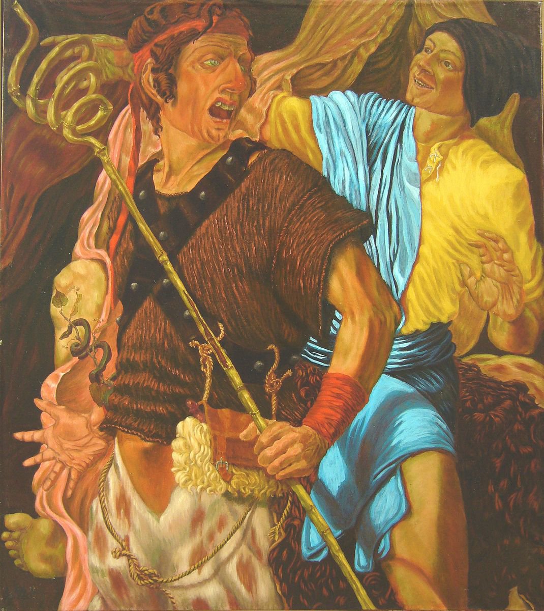 Portrait Oil Painting By Antonio Mele, 44 X 50, Centauro Chirone, Original Artwork