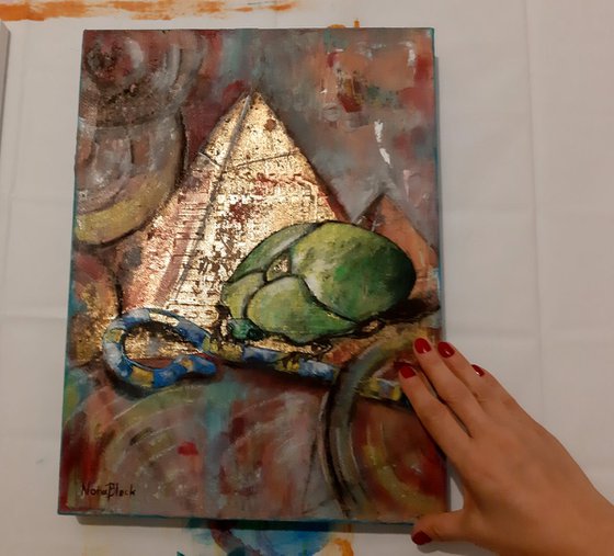 " Skarab ", Mixed Media painting on 3D-canvas