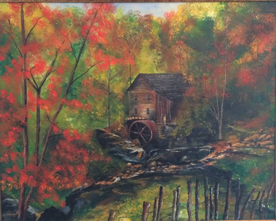 Old Water Mill Fall Landscape a housewarming gift for newly weds or anniversary