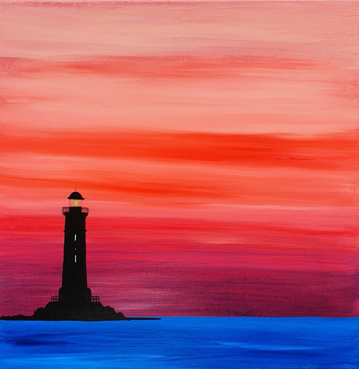Lighthouse #8, 40x40cm, ready to hang by Silvija Horvat - Natadamano