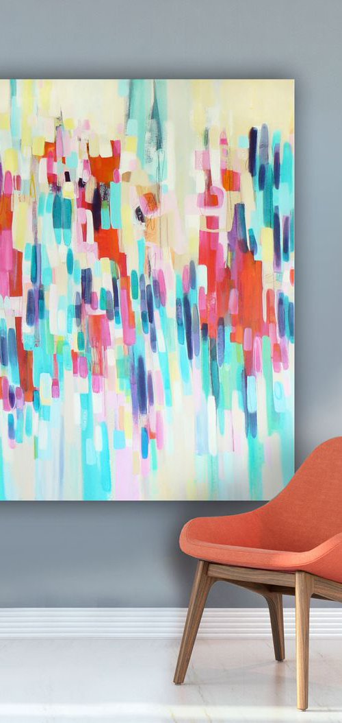 Don't worry, be happy (large colourful abstract painting with a lovely happy feeling) by Carolynne Coulson