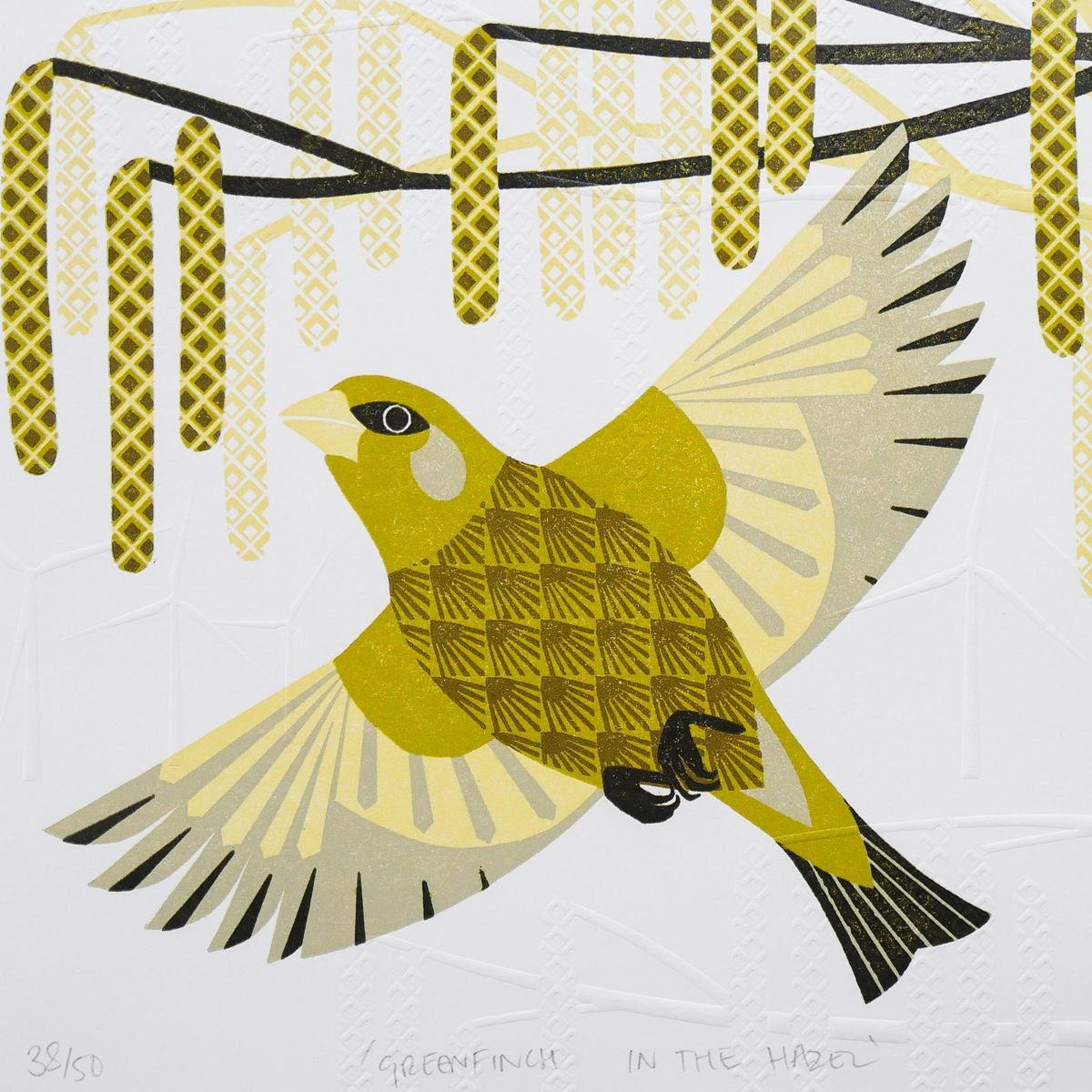 Greenfinch in the Hazel by Ashley Hutchinson