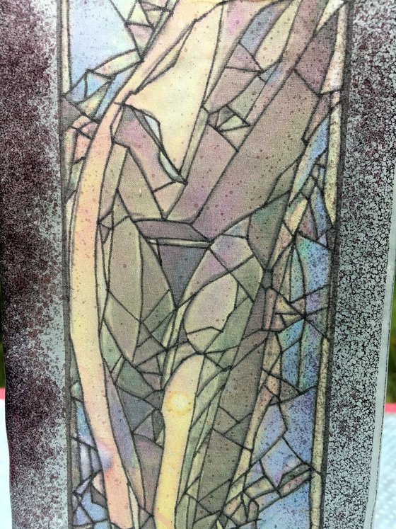 'Shattered nude' - cast glass silk drawing