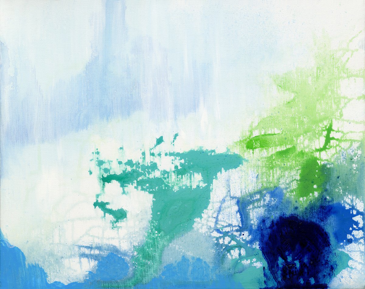 Expressive Abstract Acrylic Painting By Kathy Morton Stanion, 20 X 16", Nordic Winter, Original Artwork