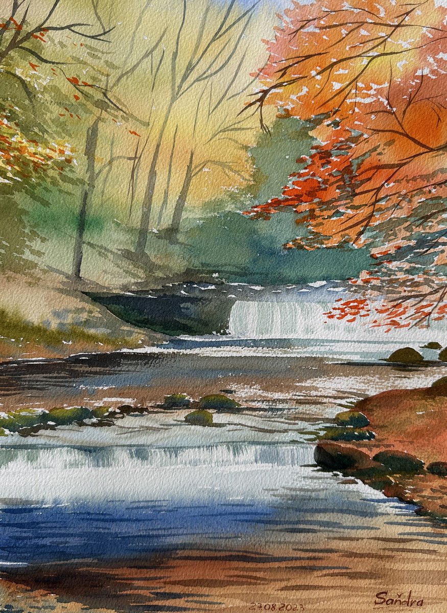 Impressionistic Watercolour , Autumn Energy Of Forest And Water By Oleksandra Padushyna, 11 X 15, Artwork For Sale On Artfinder