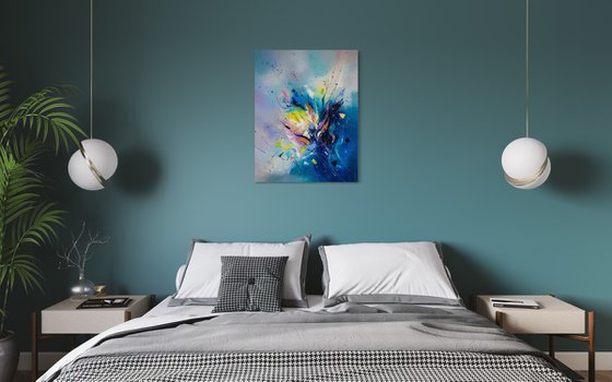 Yellow rose in blue ice