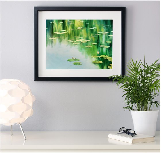 Water Lilies - Lily painting - Water lilies - Landscape art - Water Lily Pond -  waterlily lake - watercolor - watercolour