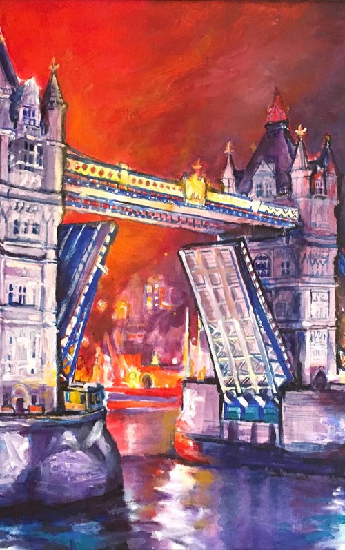 Cityscape Tower Bridge opening by Patricia Clements