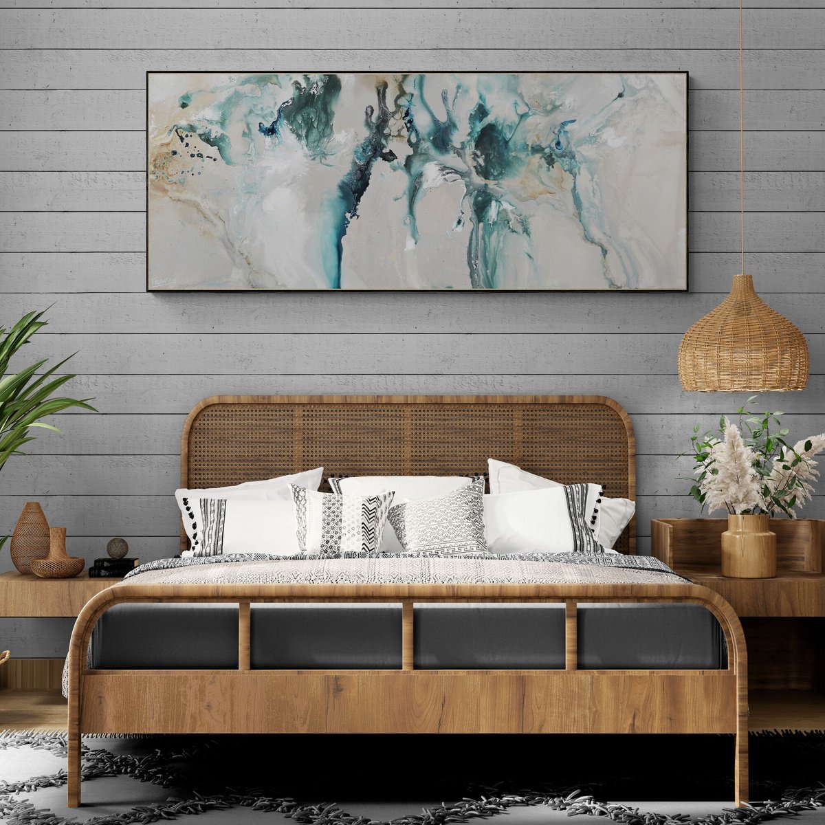 Abstract Acrylic Painting By Franko, 79 X 31, Refined 39, Original Artwork