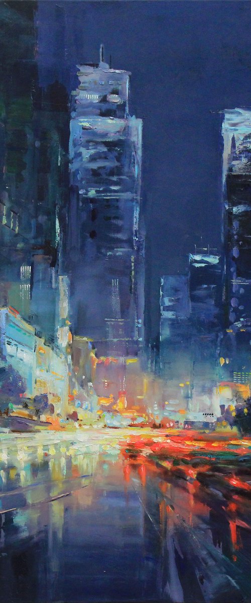 Night street by Alisa Onipchenko-Cherniakovska