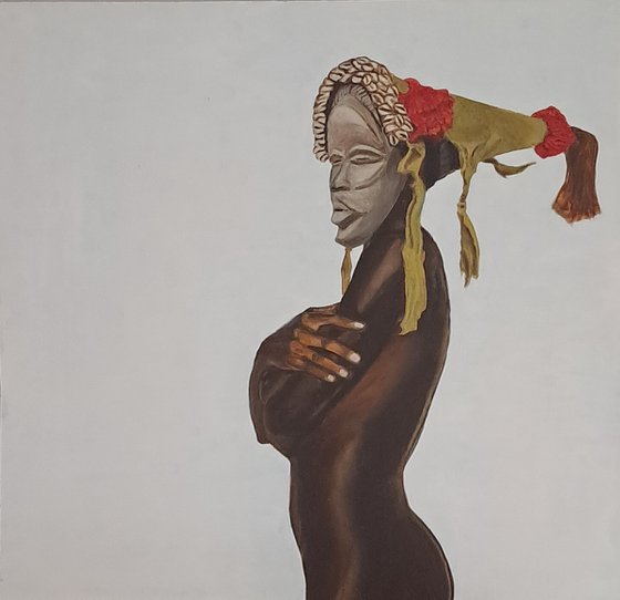 Mujer africana con máscara.