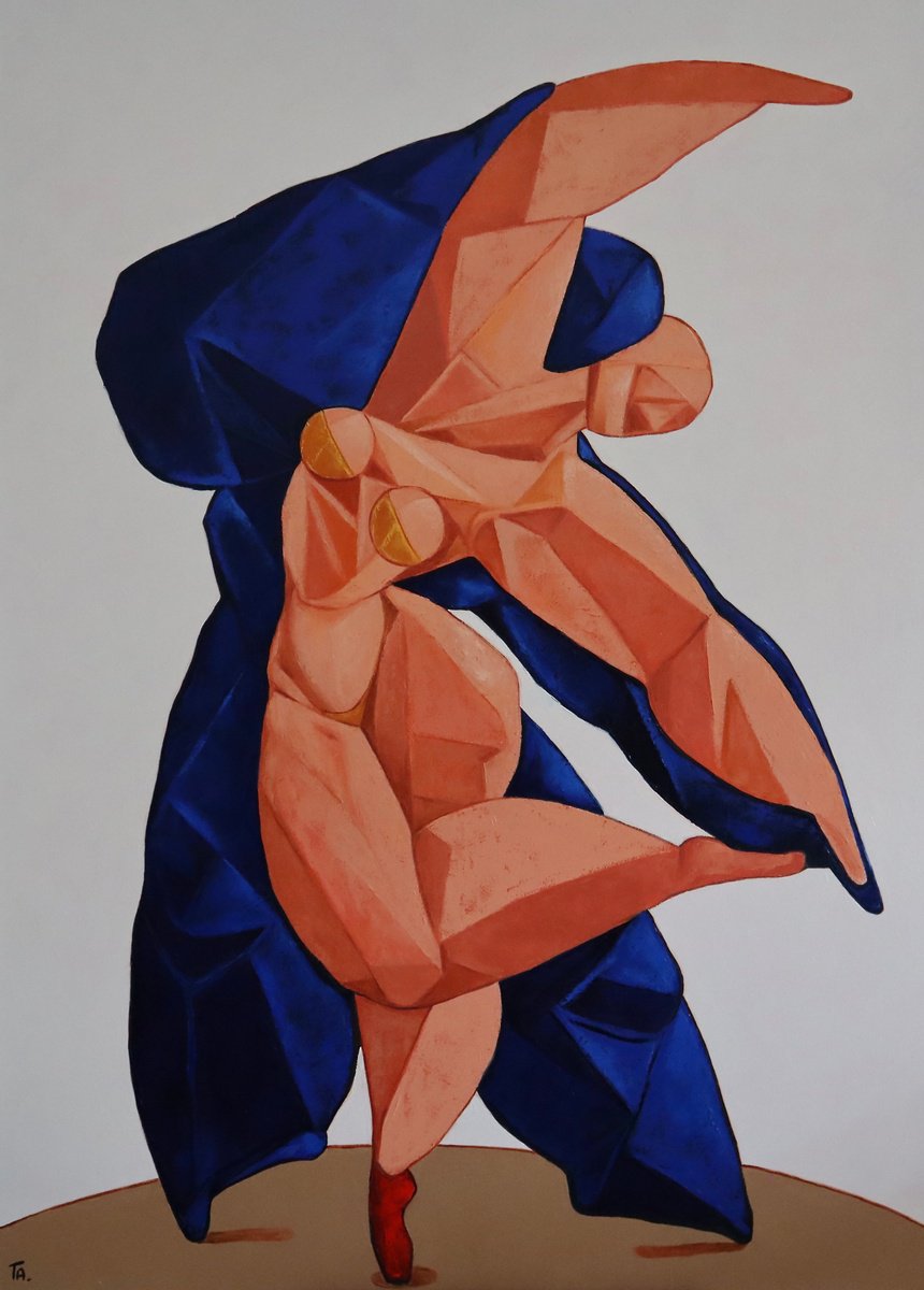 Abstract Portrait Oil Painting By Ta Byrne, 51 X 71", Lovers Forever, Original Artwork