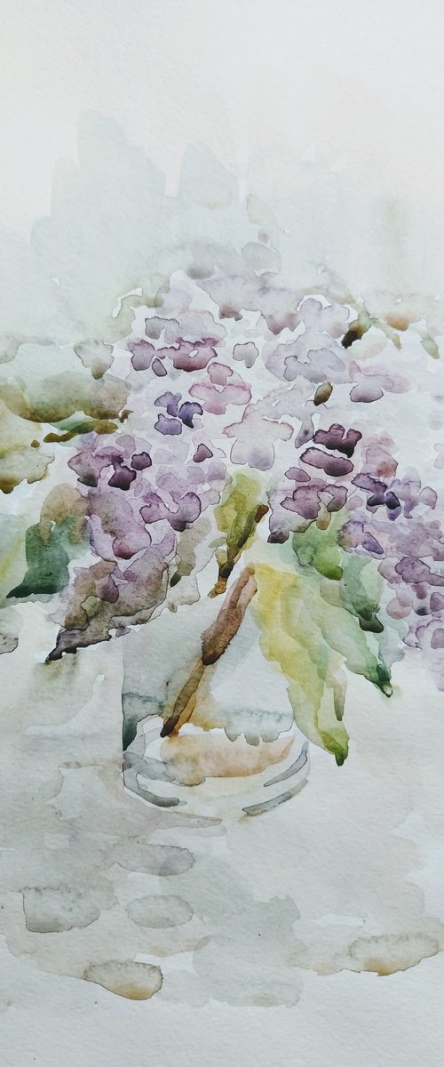 Lilac. Original watercolor painting. by Elena Klyan