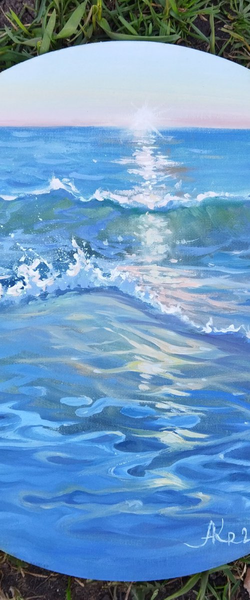 Sunlit Path on the Ocean Waves by Ann Krasikova