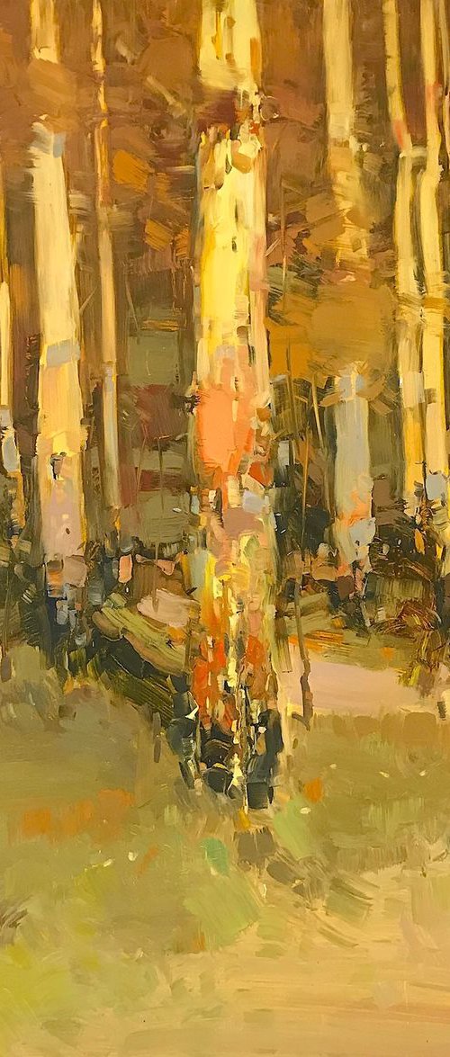 Birches Trees, Original oil painting, One of a kind Signed by Vahe Yeremyan