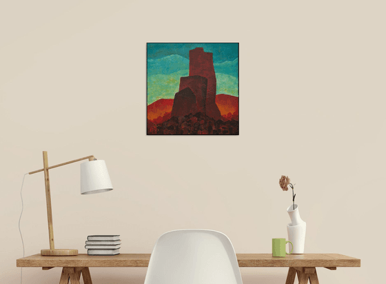 Sentinels - Abstract cityscape and landscape painting
