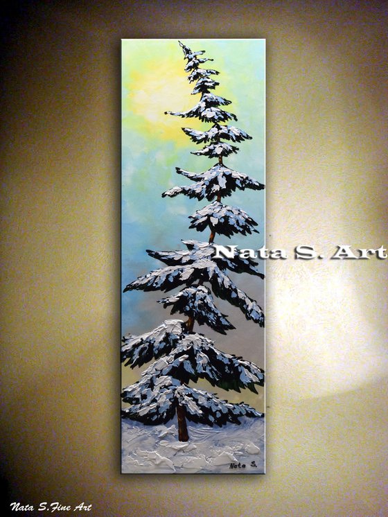 "Solo" Abstract Pine Tree Painting