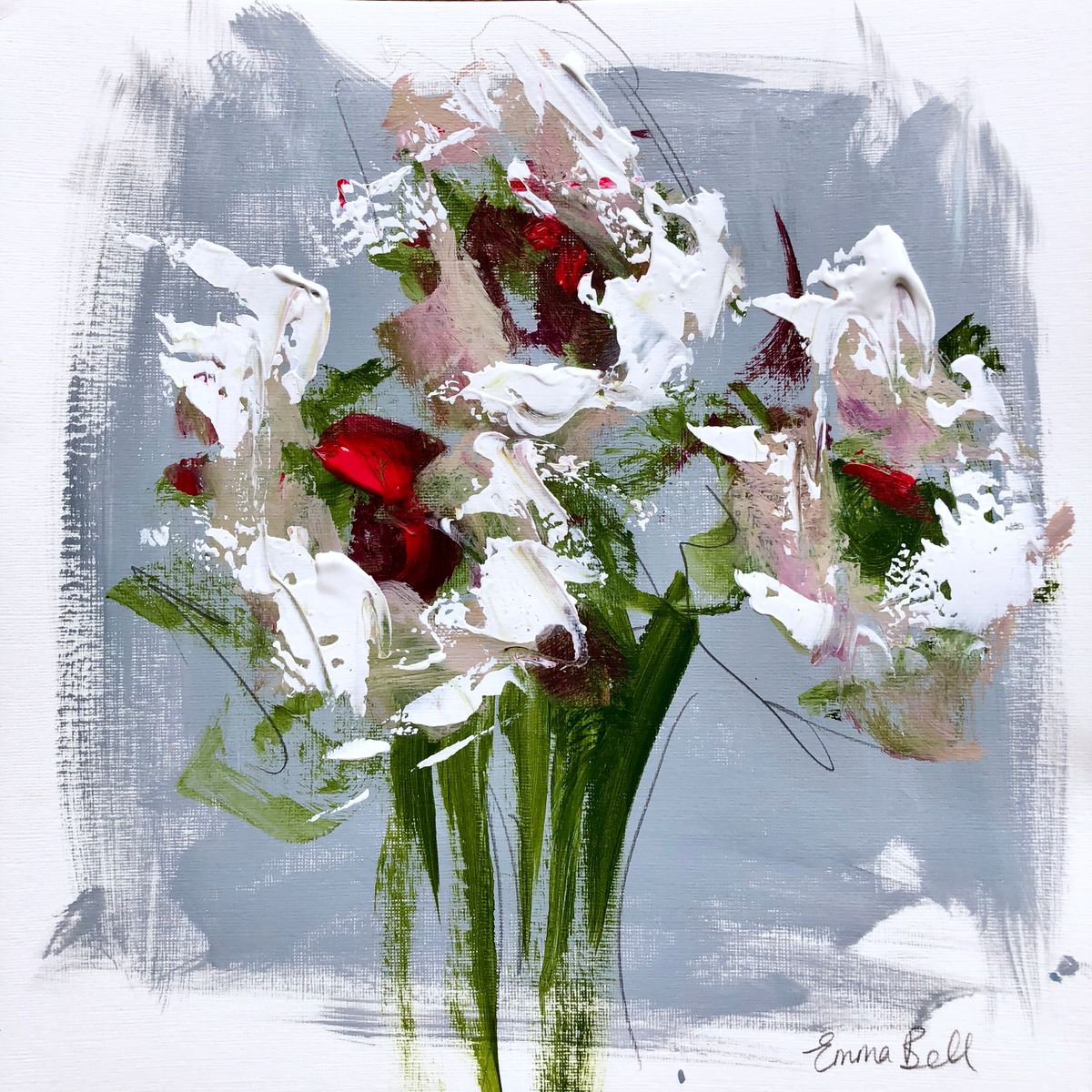 White Flower acrylic on paper by Emma Bell