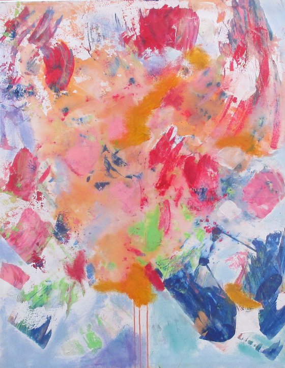 orange and blue abstract painting