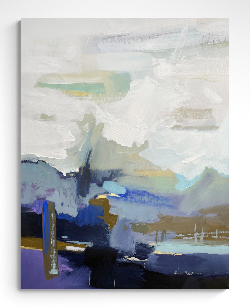 Abstract Acrylic Painting By Nazarii Medvid, 37 X 47", Depth Of Nature 234, Original Artwork