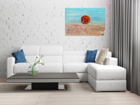 Red Sun - Abstract - Acrylic Painting - Canvas Art - Wall Art