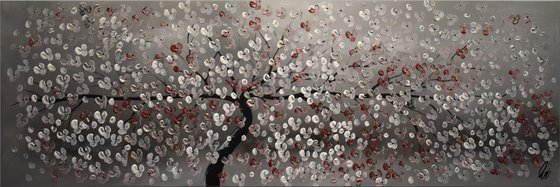 Blooming Tree acrylic abstract painting cherry blossoms nature painting framed canvas wall art