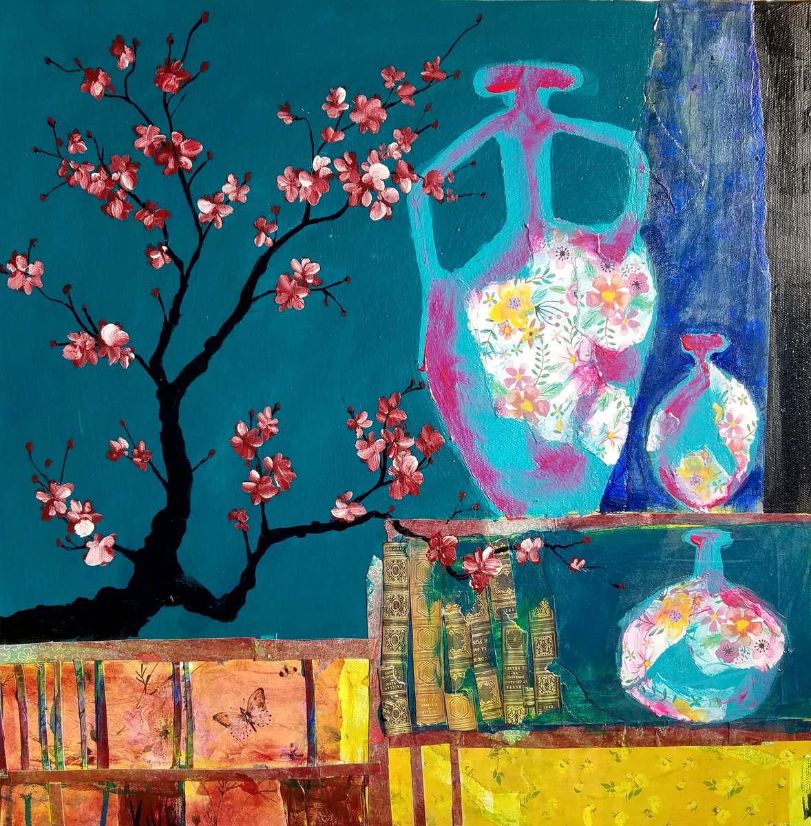 Impressionistic Still Life Painting By Kevin Blake, 20 X 20", Feng Shui Bits And Pieces, Original Artwork