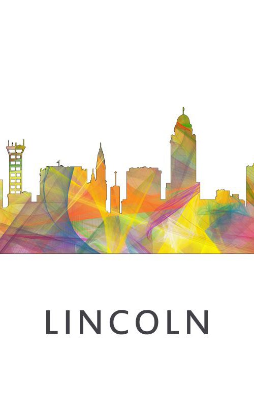 Lincoln Nebraska Skyline WB1 by Marlene Watson