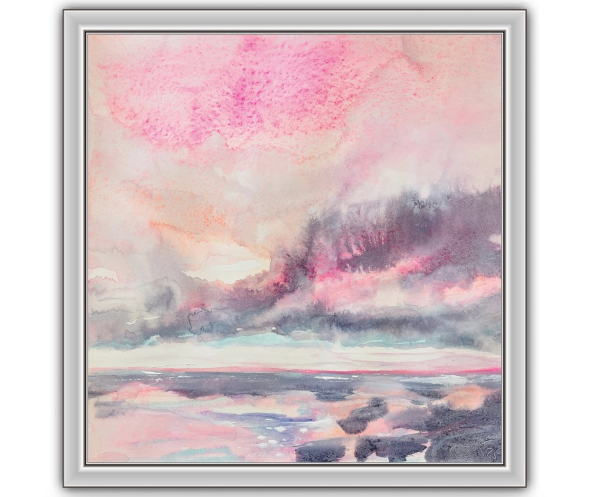 Abstract Landscape Watercolour By Gesa Reuter, 12 X 12, Don´t Complain, Original Artwork