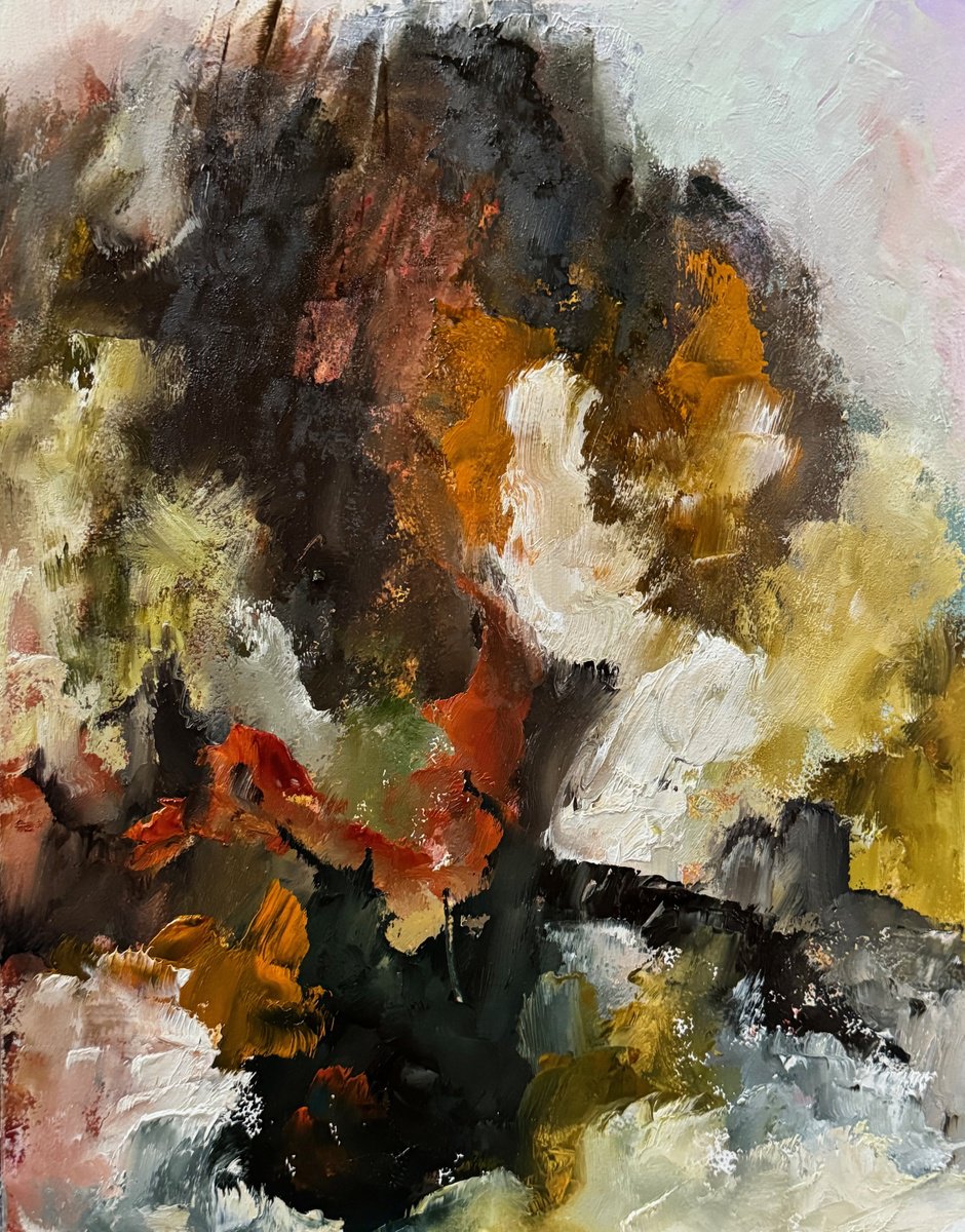 Organic Abstract Oil Painting By Lola Jovan, 11 X 14", There Remains The Mystery, Original Artwork