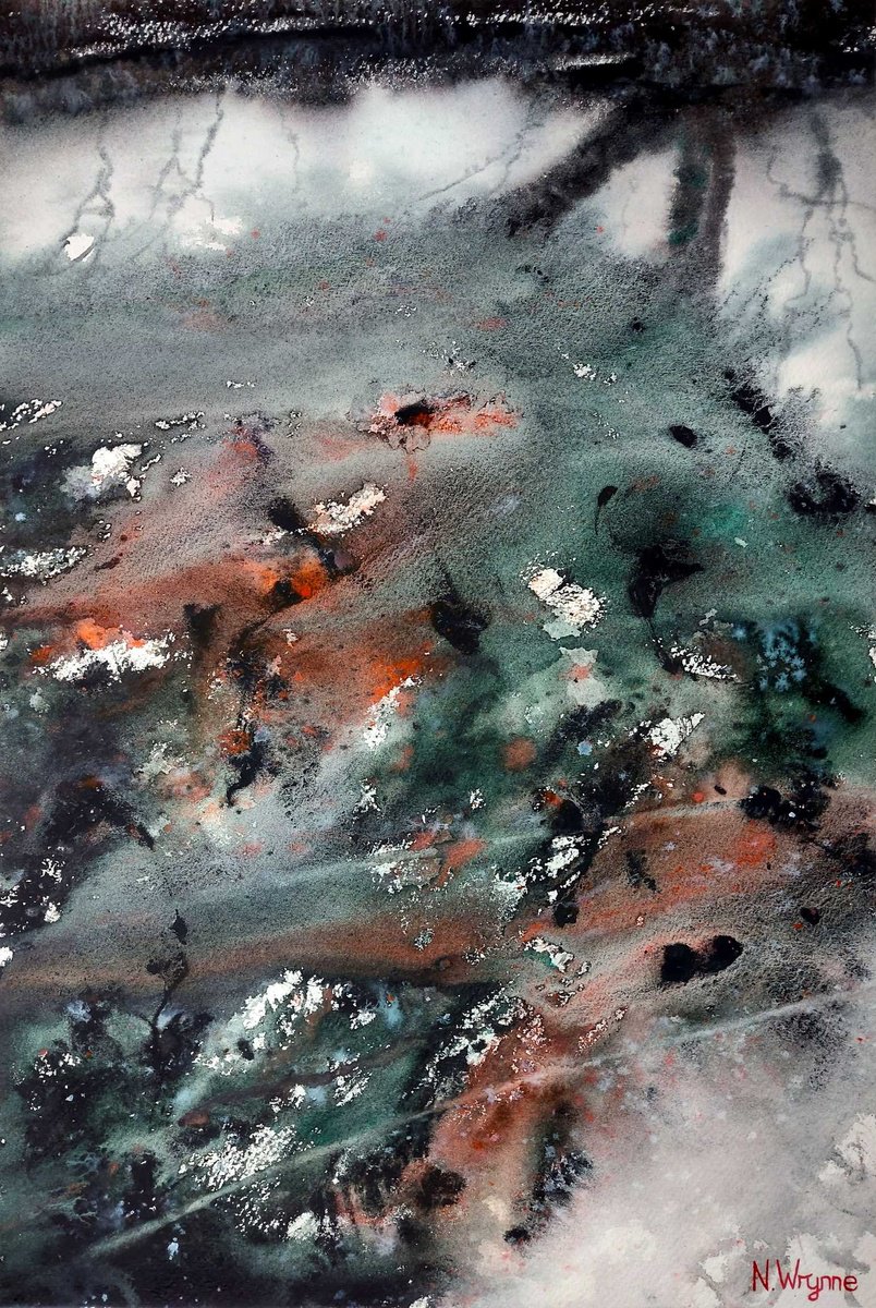 Impressionistic Abstract Watercolour By Neil Wrynne, 15 X 22", The Unreal World, Original Artwork