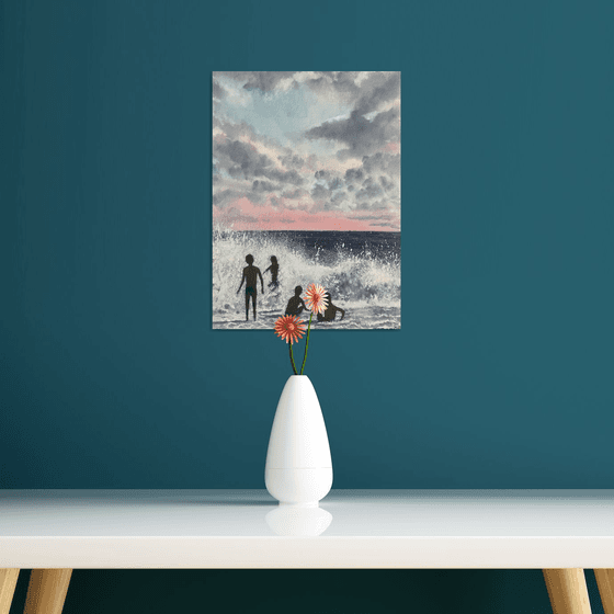 Seascape,Children in the sea.